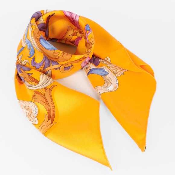Hermès Le Mors A La Conetable Yellow Silk Scarf - Picture 1 of 7